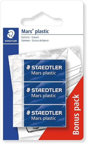 3x Borracha Mars Plastic Staedtler 526 50 Grafite Lápis