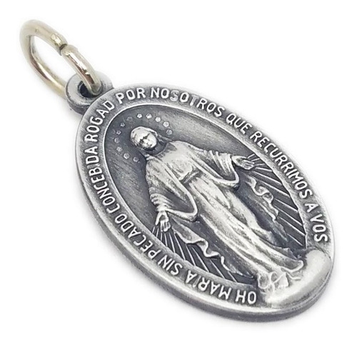 Medalla Virgen Milagrosa - Doble Cara - Cadena -  40mm / Al