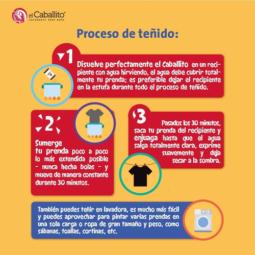 El Caballito Jeans Colorante Para Ropa Negro Mezclilla 20g