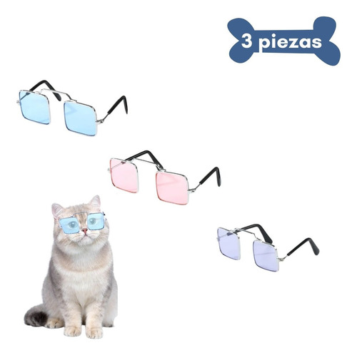 Lentes Cuadrados De Sol Para Mascotas Razas Pequeñas(3 Pza)