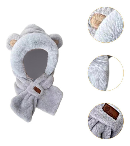 Conjunto De Gorro Y Bufanda De Invierno Con Animales De Gris