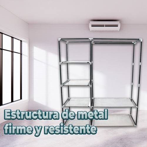 Closet Organizador Armable Cubierta Rack Armario Portátil Color Gris Ele-Gate