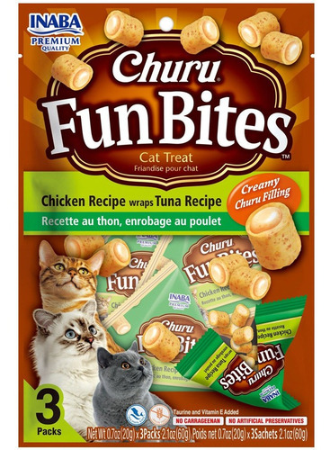 Snack Para Gatos Inaba Ciao Churu Fun Bites Atún 60gr