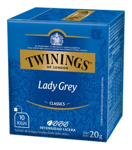 Imagen 2 de 3 de Té Twinings Lady Grey 10 Bolsitas (pack 12) /quetequieres