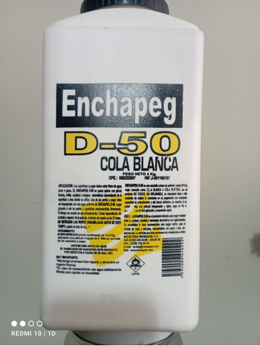 Pegamento Cola Blanca Enchapeg D50 De Galón 