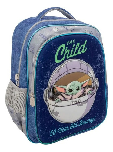 Mochila Primaria Ruz Mandalorian Baby Yoda Star Wars 3d Azul Azul Acero Impresion 3d