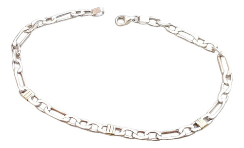 Pulsera Plata 925 Y Oro 3x1 Ppl414 Lucio Di Reggio