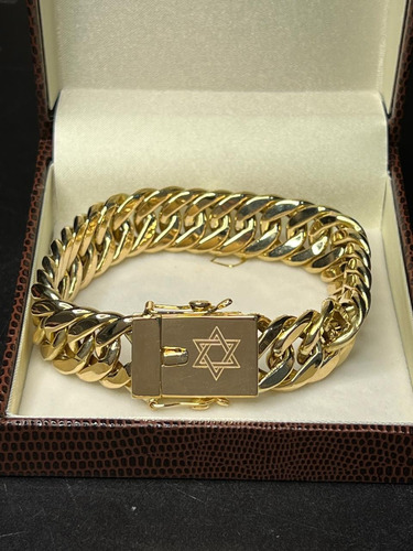 Pulseira Elos Duplos 40 Gramas Ouro 18k 750 Estrela De Davi