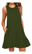Comprar Vestido De Verano Con Cuello Redondo Y Manga Corta Y Cintura