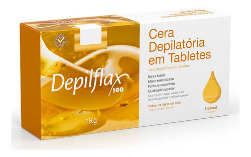Kit 2 Cera Quente Depilação Tabletes Natural Depilflax 1kg