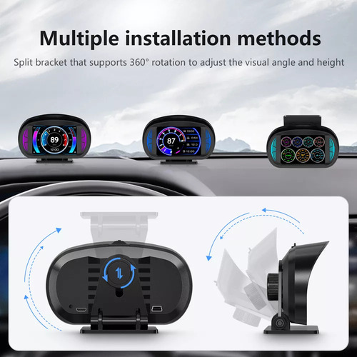 Tela Universal Hud Obd2+gps Smart Gauge De 3,5 Polegadas