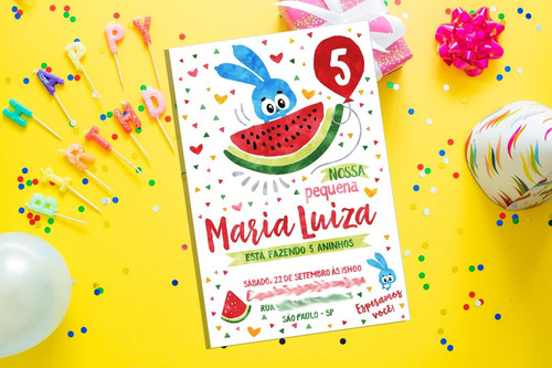 Imagem 1 de 2 de Convite Festa Mônica E Magali Aquarela