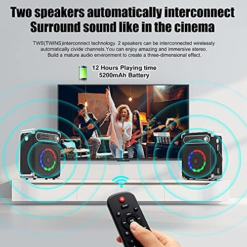 Jauyxian Altavoz Bluetooth Con Dos Micrófonos Inalámbricos,