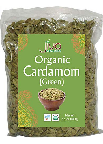 Jiva - Capsulas Enteras De Cardamomo Verde Organico, Sin Omg