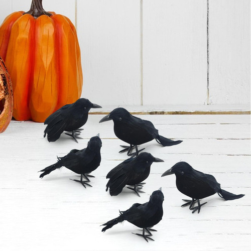 6x Simulación S De Halloween Pájaros Prop Modelo Animal