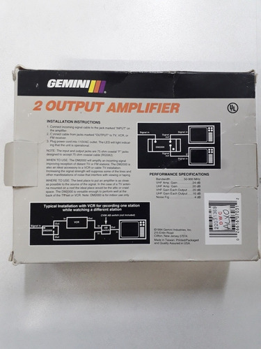 Amplificador De Sinal De Antena Vhf/uhf/fm Com 2 Saidas 110v (Usado)