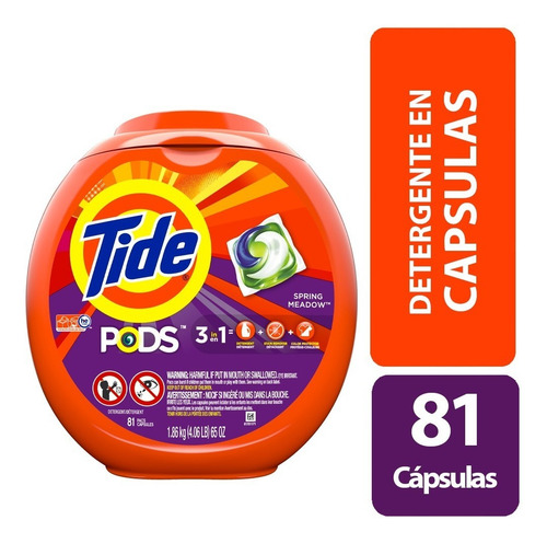 Imagen 1 de 9 de Detergente En Capsulas Tide Spring Meadow 81 Unidades