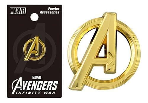 Avengers Logo Color Dorado Pewter Lapel Pin Original