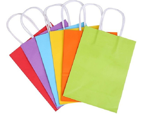 Bolsa D Papel Kraft Pequeña Regalo Cotillón Colores Surtidos