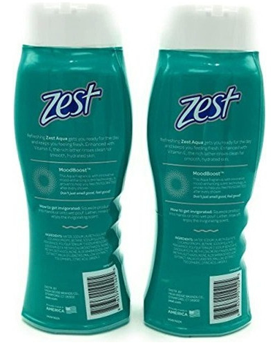 Zest Body Wash Aqua 18 Onzas 2 Paquetes