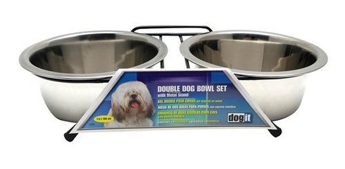 Comedero Doble Acero Inoxidable Con Soporte Dogit 750ml M