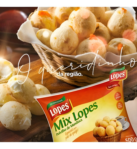 Mistura Para Pão De Queijo Lopes 500g - 15 Unidades