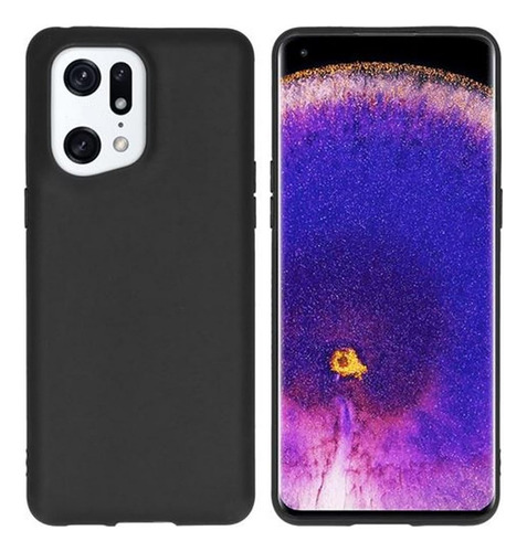 Funda Silicona Líquida Tpu Carcasa Para Oppo Find X5+mica Negro Oppo Find X5