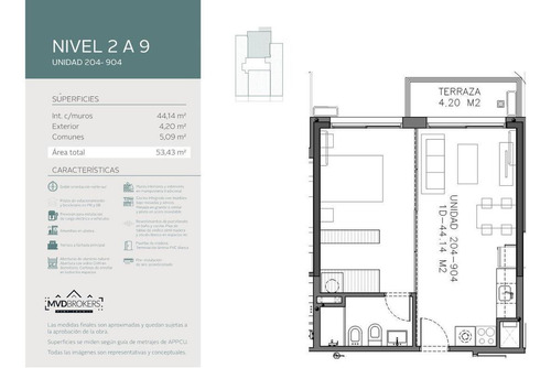 Imagen 2 de 13 de Site Narvaja (204) - Venta Apartamento 1 Dormitorio A Estrenar En Cordon