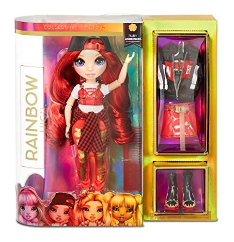 Rainbow High Ruby Anderson - Muñeca De Moda De Ropa Roja Co