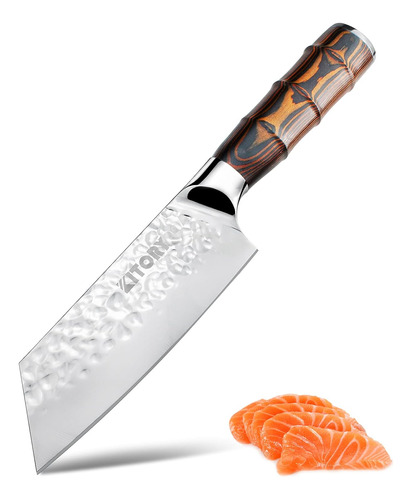 Cuchillo De Chef Con Acabado Martillado De Estilo Japonés De