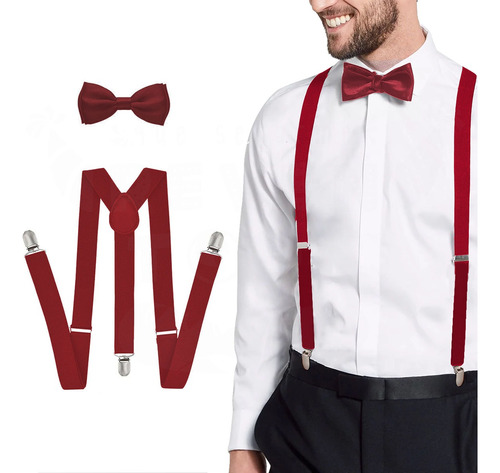 Tirantes Suspenders Moño Corbatín Fiesta Boda Elegante Novio