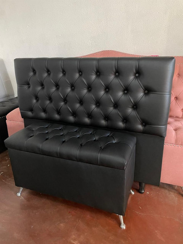 Combo Respaldo Capitoné 85cm + Baulera Pie De Cama 80cm Indicar En El Chat