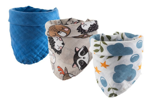 3 Baberos Estilo Bandana Para Bebé De Algodón Super Suaves Niño