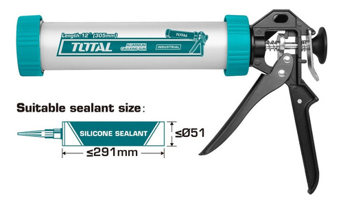 Pistola Calafatera Aluminio Para Pate Silicona 12 PuLG Total