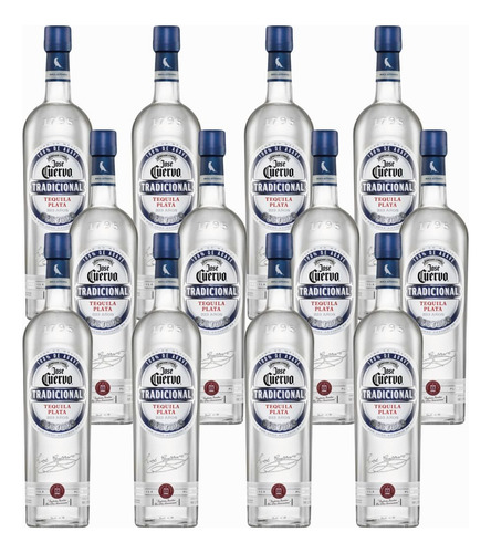 Caja De 12 Tequila Tradicional Plata 950 Ml