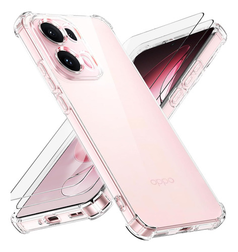 For Oppo Reno 13 5g Transparente Funda Silicona + 2 Templado Mica