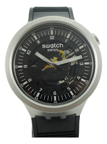 Relógio Swatch Big Bold - Dark Irony Preto Prata Mostrador Preto (Usado)