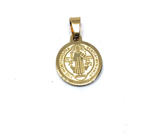 Imagen 1 de 3 de Medalla  Acero Inoxidable Dorada San Benito 1.2 Cm