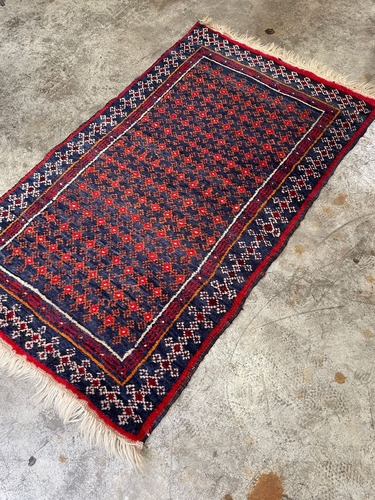 Alfombra Afgana #20648 132x78 Cm 100 % Lana Echa A Mano 1.32 M 78 Cm Geométrico Bordó (Usado)