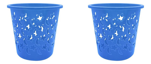 Bote De Basura Chico Diseño Stars 3 Colores 2 Piezas Azul Marino