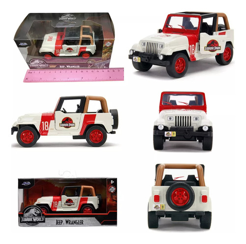 Carro Auto Jada Jurassic World Jeep Wrangler Metal 1/32