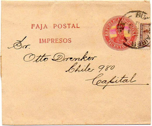 Argentina 1906. Faja De ½c S. Martin + ½c Libertad Sentada