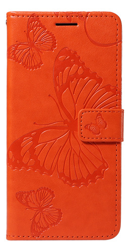 Funda Para La Serie Motorola Funda Tipo Cartera De Poliuretano Multifuncional De Alta Calidad Con Soporte, Ranura Para Tarjetas, Etc., Naranja