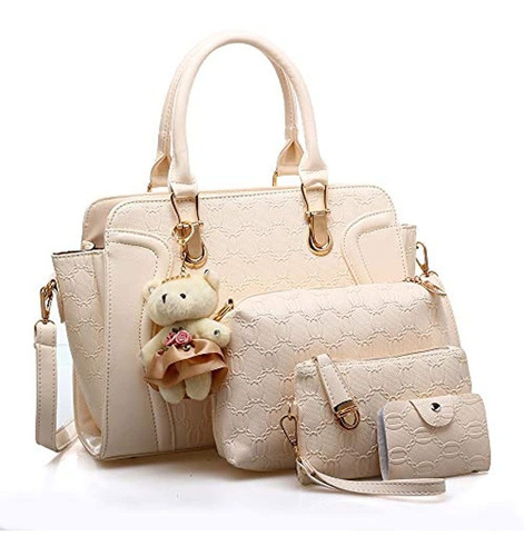 Bolso Bandolera Y Monedero De Piel Beige, Marca Alwaysky