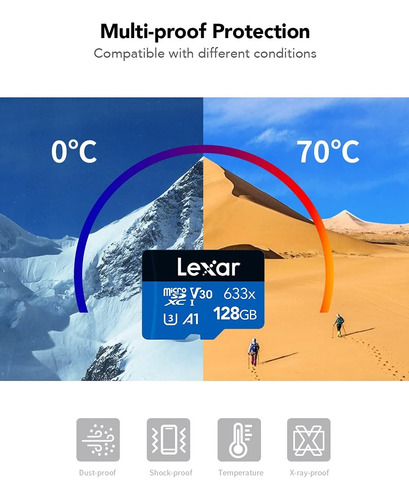 Tarjeta Micro Sd Lexar 128 Gb 100mb/s 633x A1 V30 U3 4k
