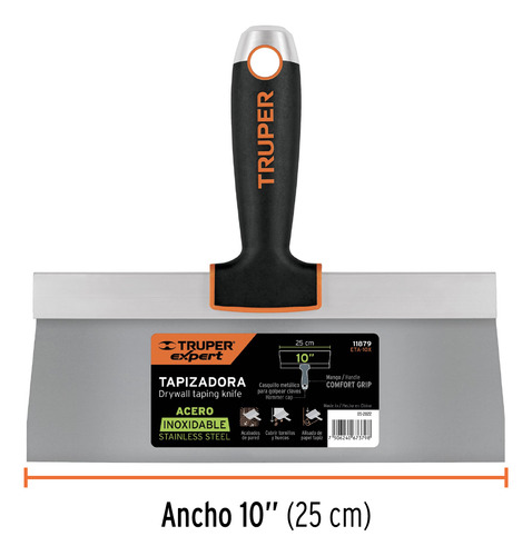 Espatula Tapizadora 10'' Acero Inoxidable Flexible Truper