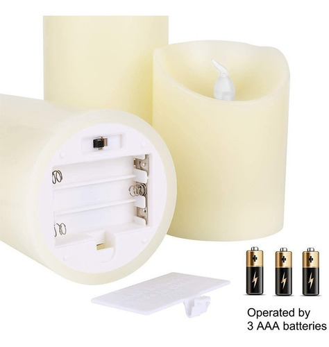Imagen 7 de 9 de Pack 3 Velas Led Con Control Remoto Rgb A Pilas Decoracion