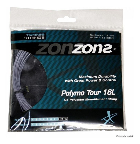 Cuerda De Tenis Zons Polymo Tour 16l/1.28mm Silver 12 Mts.