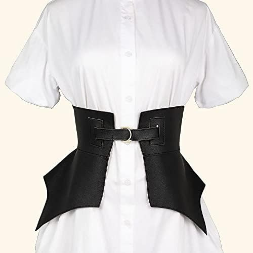 Cinturón Ancho Largo De Cuero Pu Negro Irregular Con Estilo