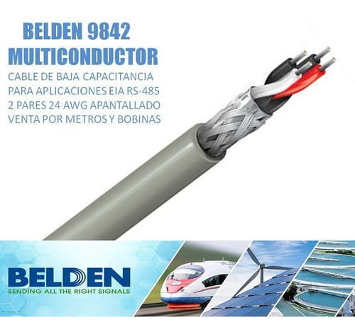 Cable Belden 9842 Multifilar 2 Pares 24 Para Rs-485